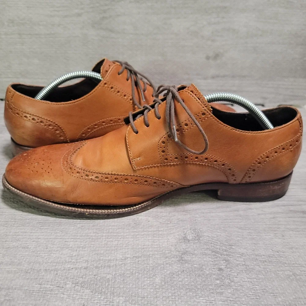Cole Haan C24116 Wingtip Oxford Mens 11 M British Tan Leather Brogue Dress Shoes